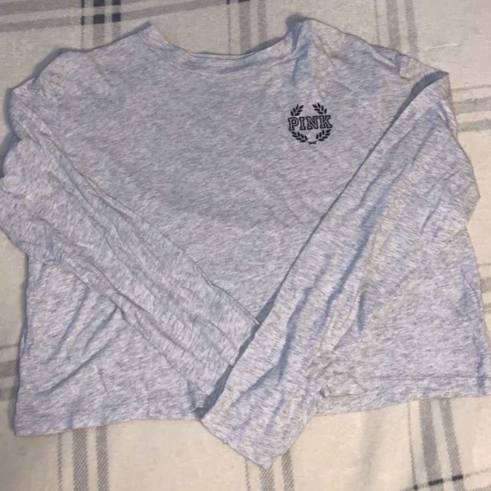 Pink brand grey long sleeve shirt